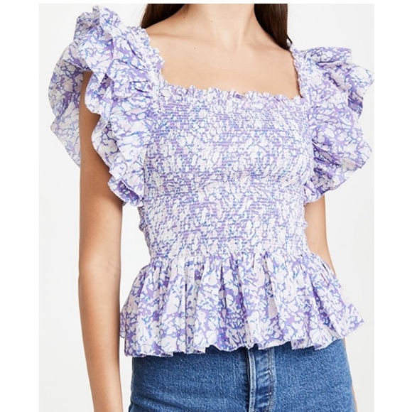 NWT Love the Label Ines smocked top purple - Picture 1 of 4